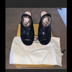 Fendi F logo black mules- 6.5